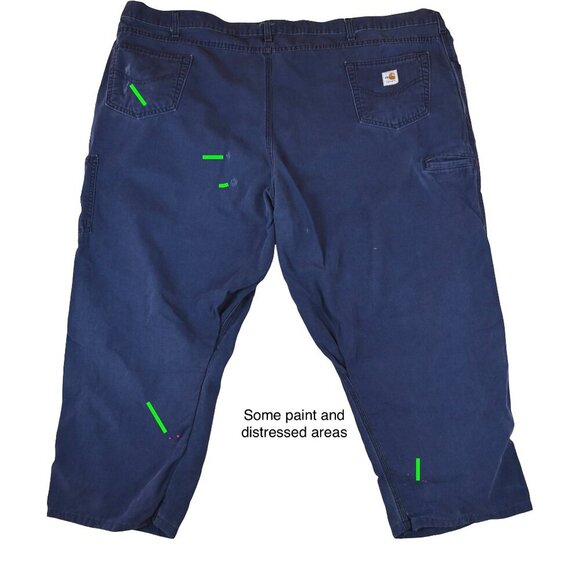 *Paint & Distressing* Carhartt FR Work Pants Navy 54x30 Flame Resistant Canvas - Picture 2 of 10